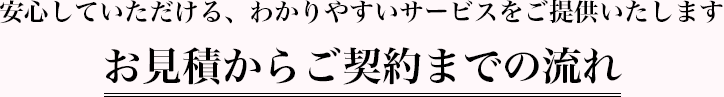 【お見積からご契約までの流れ】安心していただける、わかりやすいサービスをご提供いたします